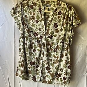Route 66 Floral Cotton Button Up Top Large